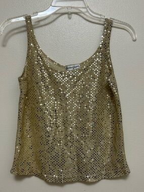 Christine Gerard Gold Sequin Tank Top Size-S